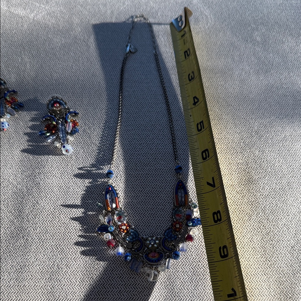 Ayala Bar Set Blue Red and Silver Sparkly Necklace Earrings Set 💎SEE VIDEO💎 - Picture 15 of 15